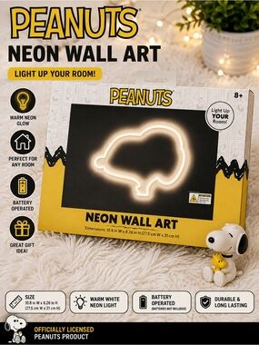 Peanuts Neon Wall Art - Warm White Glow Battery operated